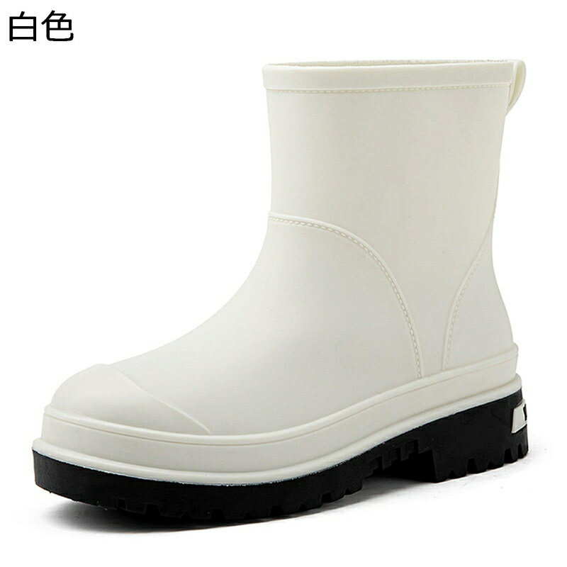 レインブーツ レディース スリッポン 雨用 滑り止め フラット 防水ブーツ ミドル丈 防水シューズ 雨の日 梅雨 台風 晴雨兼用 生活防水 滑りにくい 脱ぎ履き便利 春夏秋 レインシューズ バイカラー