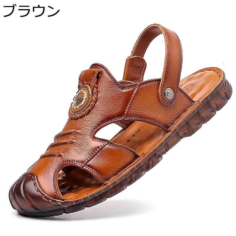 つま先保護 ビーチサンダル おしゃれ 2wayサンダル メンズ スリッパ レザーサンダル 牛革 ドライバーサンダル クッション 滑り止め 履きやすい 疲れない 大きいサイズ カジュアル 涼しい 夏