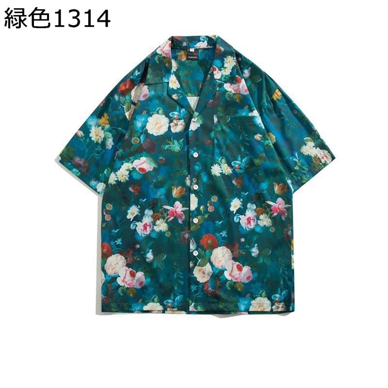 楽天parte1アロハシャツ 前開き シャツ ボタンダウン メンズ シャクヤク柄 ハワイアンシャツ 半袖 春夏秋 大きいサイズ 柄シャツ 吸汗通気 UV対策 薄手 サラサラ ファッション 夏祭り 花火大会 ビーチ 通勤