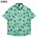 アロハシャツ 襟付き シャツ ボタンダウン メンズ ビーチシャツ 半袖 夏物 ビックシルエット M-2XL 花柄シャツ 吸汗通気 UVカット 快適 軽量 ファッ...