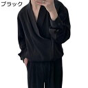 メンズ シャツ tシャツ 長袖 Vネック アシンメトリー 通気性 吸汗速乾 柔らかい ソリッドカラー カッコイイ ゆったり カジュアル 上着 アウター お出掛け 通学 着心地良い 春夏秋