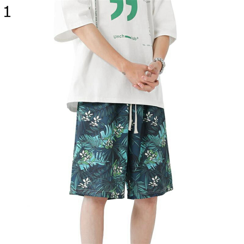 半ズボン サーフパンツ メンズ プリント ボタニカル柄 ボタニカルプリント ハワイ風 五分丈 短パン 夏 イージーパンツ 柔軟 良い肌触り 薄手 吸汗 おしゃれパンツ 爽やか 街着 リゾート お出かけ