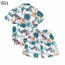 花柄シャツ メンズ アロハシャツ 上下セット 2点セット パンツ ショートパンツ 総柄 大きいサイズ 南国風 カジュアル 体型カバー 着回し力 吸湿速乾 通気 ...