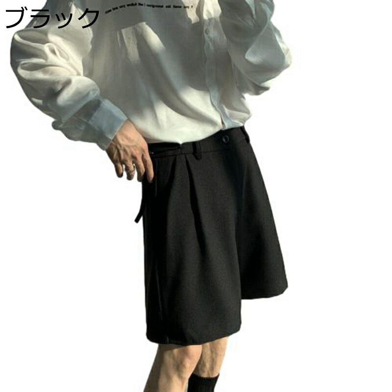 メンズ スラックスショーツ ゆったり バギーパンツ ワイドショーツ 極太 ショートパンツ ミディアムパンツ 5分丈 大きいサイズ カジュアル ビッグシルエット ドレープ ガウチョ 夏 通気 男女兼用