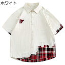 個性的な柄 カジュアルシャツ メンズ リネ パッチワーク 半袖 開襟 サマーシャツ 春夏服 通気 薄手 デザイン性 日焼け止め 速乾吸汗 軽量 胸ポケット ゆっ...