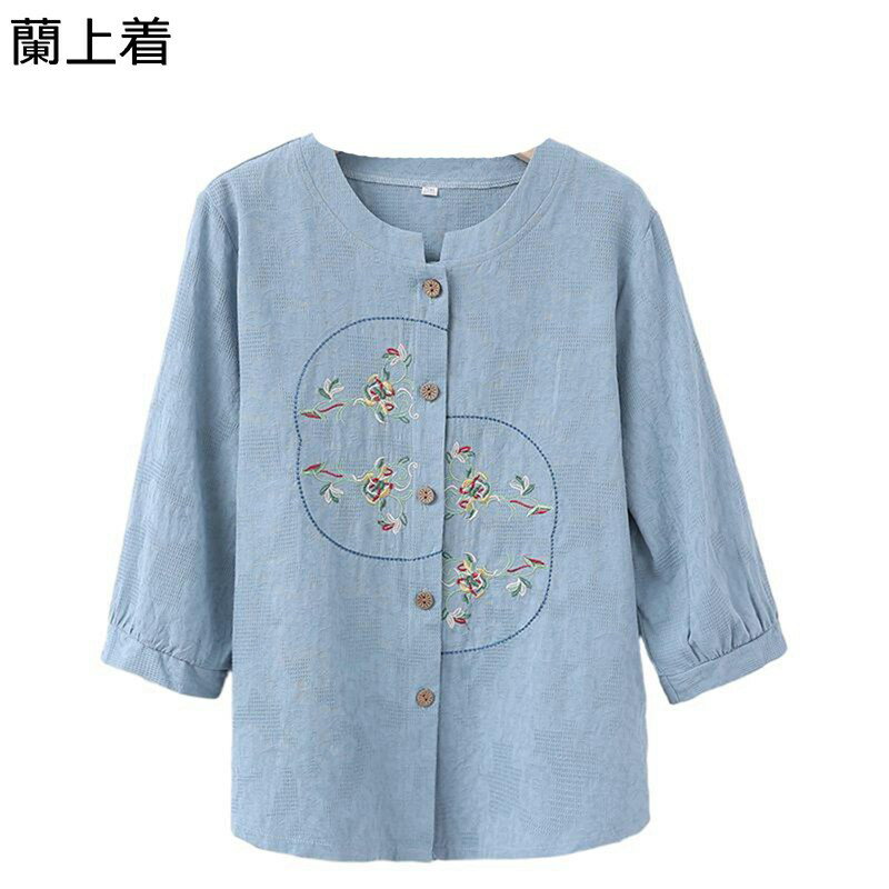 シニアファッション Tシャツ 長袖 上下セット 老人服 刺繍 綿麻 中高年 レディース トップス ロングパンツ 七分丈 中華風 ゆったり 通気性 涼しい カジュアル リラックス 敬老の日 プレゼント 春秋服