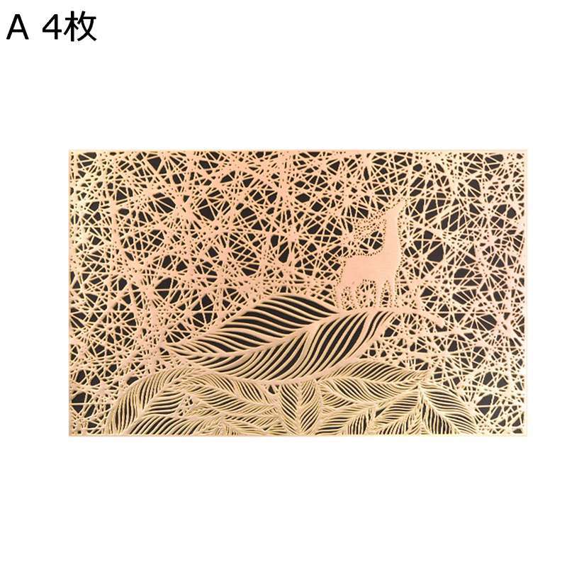 ランチョンマット PVC材質 透かし彫り コースター 上品 断熱 滑り止め 食器やコップ用 食卓 華やか モダン 家庭 レストラン用 喫茶店 カフェ インテリア 北欧風 金色 銀色 お手入れ簡単