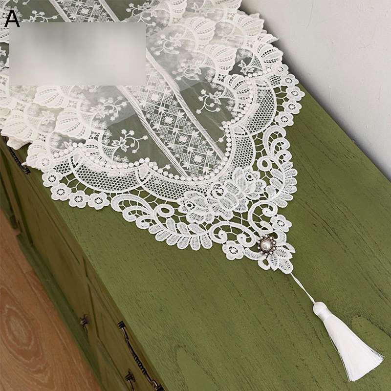 ホワイト レーステーブルランナー 優雅 上品 結婚式装飾 お祝い センターテーブル クロス ロマンチック リビング おもてなし 良い手触り 雰囲気アップ インテリア 幅35cm 喫茶店 カフェ レストラン