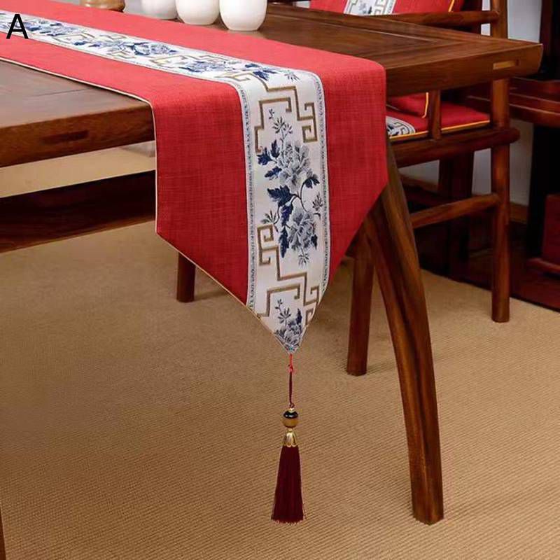 花柄テーブルランナー センターテーブルクロス 茶卓掛け 茶室用 装飾 きれい 中国風 リネン 防汚断熱 リビング おもてなし 良い手触り 幅33cm 滑り止め 防塵 お祝い 結婚式 クリスマス インテリア