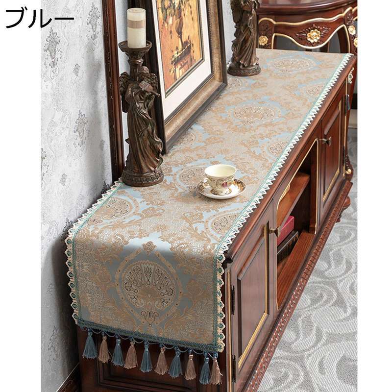 楽天parte1欧風 テーブルカバー フリンジ付き 豪華 おしゃれ テレビキャビネットマット 幅40/45/50cm ロング丈 長方形 防塵 防汚断熱 洗える 良い手触り 装飾 家具カバー テーブルランナー