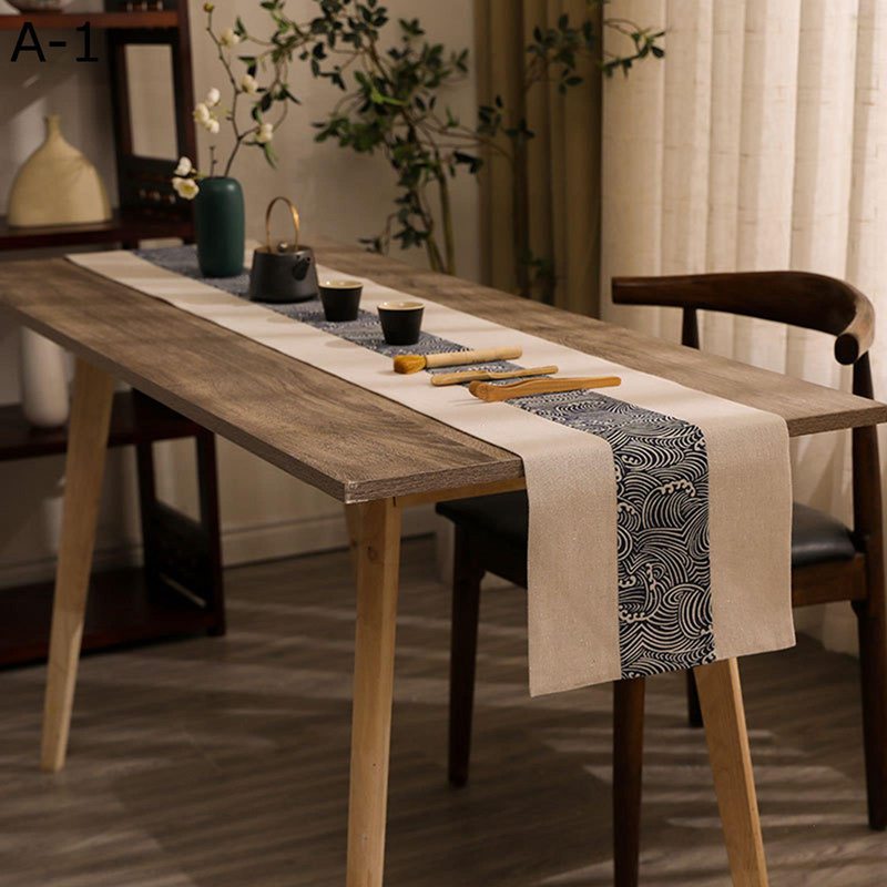 テーブルランナー 茶道 茶卓掛け 綿麻製 センターテーブルクロス テーブルフラグ 中国風 和風 良い手触り 防汚断熱 滑り止め ホームデコレーション おしゃれ インテリア 家庭用 業務用 清潔しやすい
