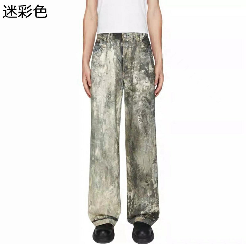 Gパン ワイドパンツ デニムパンツ ファッション カジュアル 長ズボン 韓国風 ジッパー付き ストリート プリント ジーンズ ボタン付き ゆったり 青年 オールシーズン 旅行 プレゼント 街着