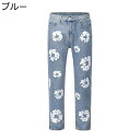 ジーンズ メンズ 花柄 プリント 長ズボン ストレートパンツ ファッション カジュアル ストリート ベーシック ファスナー付き ボトム 形態安定 春秋 大人 お出掛け 日常 イベント(4)