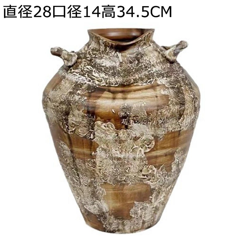 花瓶 かびん 花びん 花器 ビンテージ 手作り 双耳手提げ 大型 ヴィンテージ 復古 エレガント 田園 ナチュラル 和風 フランス風 インテリア 置物 部屋飾り 土陶器 古典