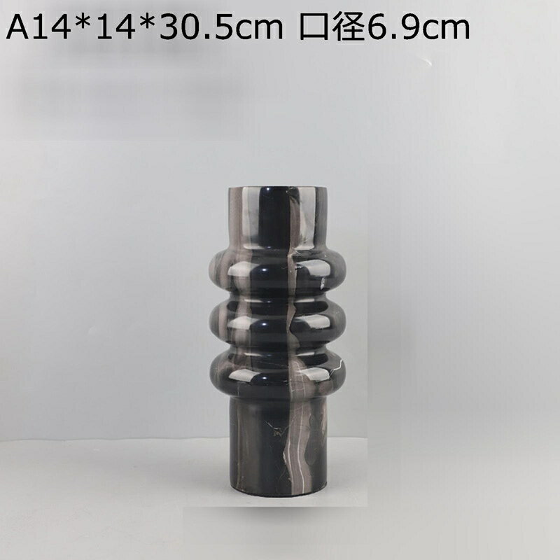 水入れ可花瓶 かびん 大理石 マーブル 黒 ブラック 円柱型 簡約 シンプル 高温磁器花器 ドライフラワ用花器 フラワーアレンジメント インテリア飾り 玄関装飾 寝室装飾 北欧モダンシンプルデザイン 北欧曲線