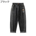 デニムパンツ メンズ ダメージジーンズ 長ズボン ファスナー付き ボタン ポケット 日系 ヴィンテージ ストレートパンツ ジーパン ベーシック 春秋 シンプル デイリー 普段着 お出掛け