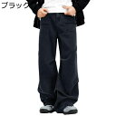 デニムパンツ ワイドパンツ ロング メンズ ギャザー カジュアル Gパン ボトムス 大きいサイズ ルーズ アウトドア ゆったり ベーシック おしゃれ ヒップホッ...