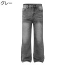 デニムパンツ ワイドパンツ ロング メンズ カジュアル ウォッシュ加工 ジーンズ ボトムス ルーズシルエット へやぎ 厚い 立体裁断 おしゃれ ヒップホップ 春...