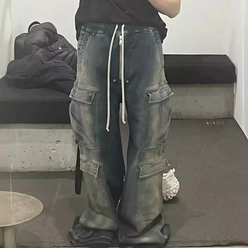 デニムパンツ ワイド ロングパンツ メンズ マルチポケット カジュアル ジーパン 長ズボン 大きいサイズ ゆったり スポーツ ファッション 厚手 おしゃれ ヒップホップ 春物 秋冬 バイクパンツ 大人 男子