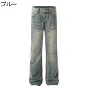 デニムパンツ ストレートパンツ ジーンズ ワイド ロングパンツ メンズ カジュアル 大人 男子 ボトムス ビッグシルエット レギュラー リラックス お洒落 オリ...