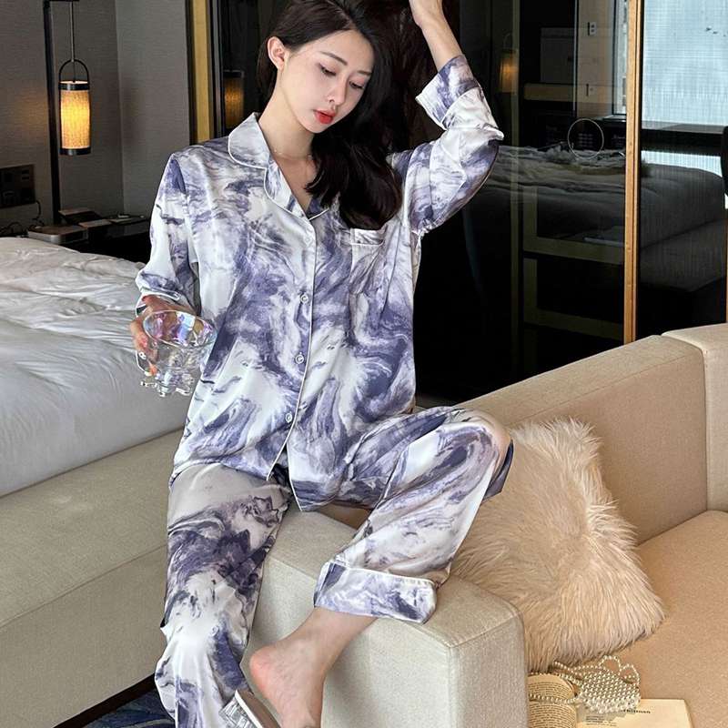 レディース パジャマ 部屋着 春秋 レーヨン シルク風 長袖 ロングパンツ 上下セット 薄手 速乾 肌触り 快適 寝間着 寝心地いい ホテル 旅行 カジュアル 大きめ 2点セット