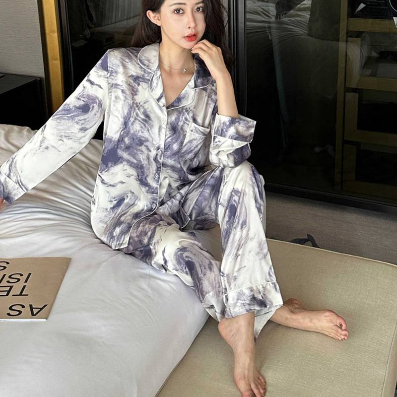 レディース パジャマ 部屋着 春秋 レーヨン シルク風 長袖 ロングパンツ 上下セット 薄手 速乾 肌触り 快適 寝間着 寝心地いい ホテル 旅行 カジュアル 大きめ 2点セット