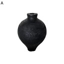 花瓶 木製 黒 ブラック 炭化木 小さめ花器 花器 ウッド 禅意 和風和式 日系 ストライプ ドライフラワ用花器 インテリア 装飾家の装飾 テーブル装飾 寝室装飾 日系デザイン 和式装飾