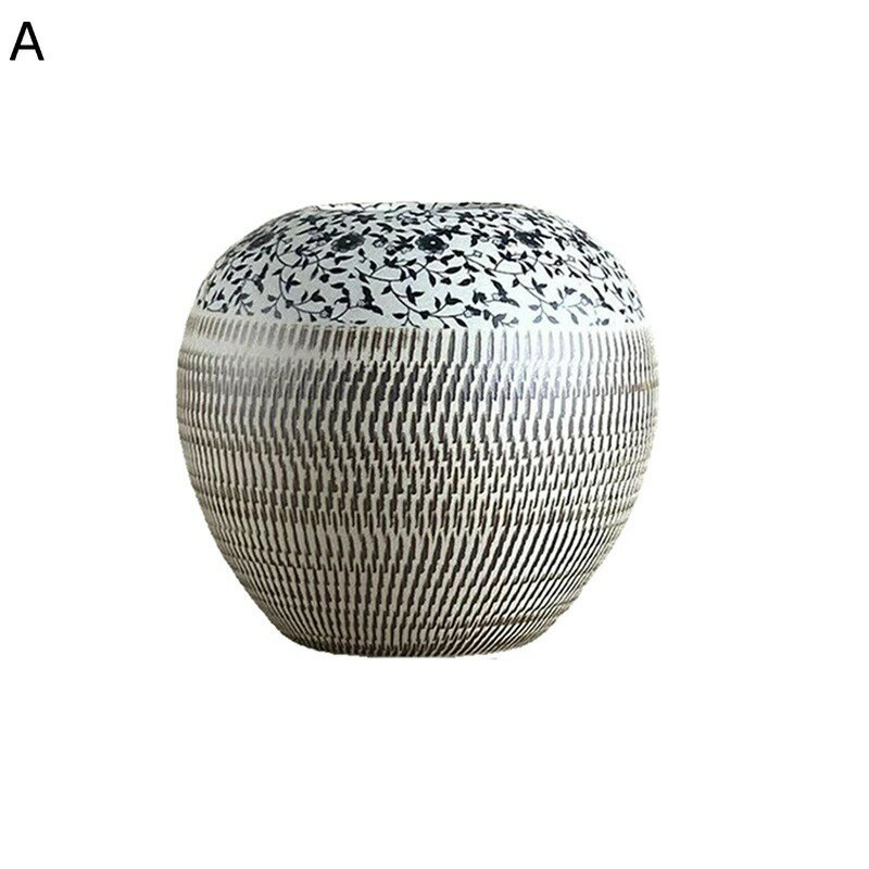 フラワーポート花器 球体 花瓶 花びん 丸い 磁器花器 黒白 花柄 陶器花瓶 フラワーアレンジメント用花器 生け花用花器 装飾家の装飾 家飾りアイテム オフィスホーム装飾 テーブル装飾 結婚祝いギフト 日式 和風