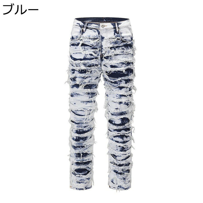 ジーンズ ダメージ加工 メンズ デニムパンツ スキニーパンツ 細身 破れ ロングパンツ ストリート hiphop系 春夏秋冬 長ズボン バイク リペア加工 大人 男子 ストレッチ 快適 ファッション 個性