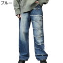 原宿系 デニムパンツ ロングパンツ メンズ ジーパン バギーパンツ お洒落 カジュアル アメカジ ストリート デザイン性 アンクルパンツ ストレート ジーンズ 春 秋 Gパン 薄手 ビッグシルエット オシャレ 日常 普段着