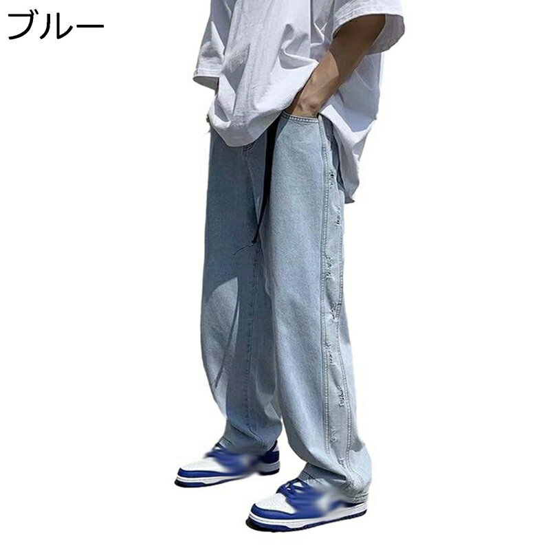 Gパン メンズ ダメージ風 ズボン 春夏 ロングパンツ ワイドジーンズ ジーンズ デニムパンツ カーゴパンツ カジュアル ヴィンテージ デニム風 耐摩耗性 着用感 コーディネート オールシーズン 作業着 通勤 ボトムス