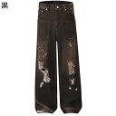 デニムパンツ ワイドパンツ メンズ ダメージ加工 ボトムズ 春夏 秋服 Gパン ジーパン ウォッシュ加工 クラシック ジーンズ ワイド ファッション ヒップホップ ストリート系 原宿系 オールシーズン 普段 通勤通学