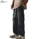 デニムパンツ カーゴパンツ ジーンズ メンズ バギーパンツ マルチポケット ウェストゴム 紐 ジーパン ビッグシルエット 大きいサイズ ヒップホップ ストリート系 ワイドパンツ 長ズボン チノパン トラベル 通勤
