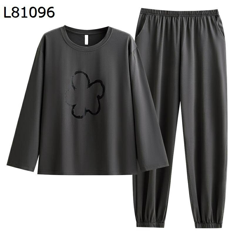 ルームウェアセット レディース パジャマ 春秋 寝巻き M-3XL 綿100% ラウンドネック プルオーバープル 上下セット 胸パッド入り トレーナー 便利服 カジュアル 部屋着 外出着 吸汗 通気 ソフト 寝やすい