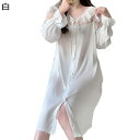 レディース ネグリジェ ルームワンピース パジャマ 家着 春秋 レーヨン シルク風 長袖 シンプル 薄手 通気 吸湿 肌に優しい エレガント ナイトウェア ワイド ホテル 旅行