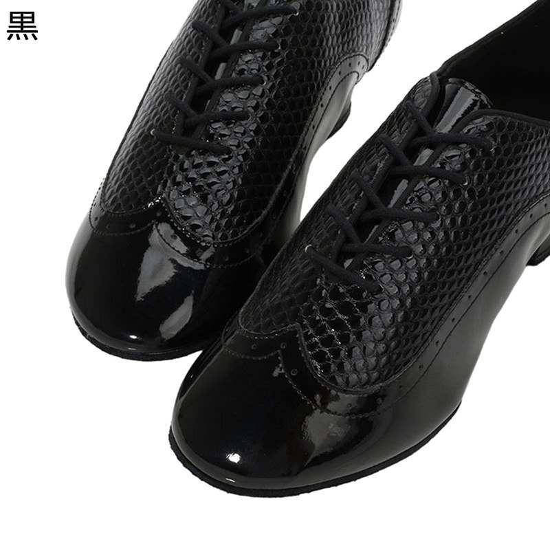 ダンスシューズ 社交ダンス ラテンシューズ ジャズ靴 本革 メンズ フェルトソール スプリット式 艶 光沢感 蛇柄 歩きやすい シンプル 各種ダンス 上級者 モ...