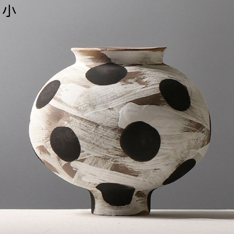 花びん 球体 不規則 斑模様 水玉柄 異形 フラワーポット花器 シンプル花器 花瓶 陶器花器 セラミック花器 生け花用花器 ドライフラワー..