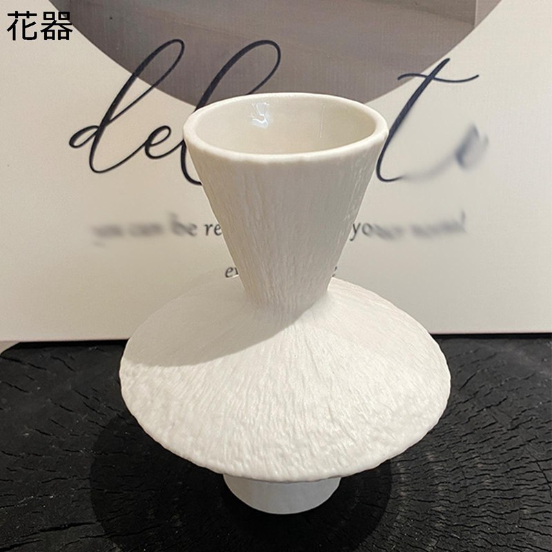花瓶 花器 石模様 ホワイト 白 おしゃれ花器 花びん 陶器花瓶 セラミック花器 生け花用花器 ドライフラワー用花器 デスクトップ装飾 家の装飾 玄関装飾 寝室装飾 白北欧陶器 北欧モダンデザイン