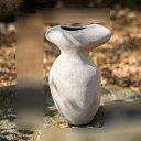 花びん 陶器花瓶 石感 水入れ花瓶 花器 ナチュラル 異形 復古 日系デザイン 和式装飾 セラミックス花器 高温磁器花器 生け花用花器 ドライフラワー用花器 デスクトップ装飾 家の装飾 リビングルーム装飾(3)