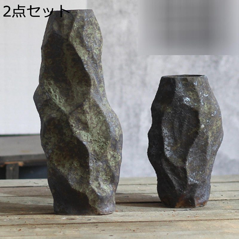 花器 石感 不規則 花瓶 花びん 小さい 古典 ナチュラル 自然風 おしゃれ花器 日系デザイン 和式装飾 セラミックス花器 高温磁器花器 フラワーアレンジメント用花器 生花用花器 デスクトップ装飾 家の装飾