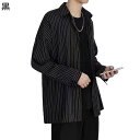 ストライプシャツ メンズ カジュアルシャツ ロングスリーブ 折襟 シャツジャケット かっこいい 窮屈感のない 快適 吸汗 速乾 通気 秋服 春服 コーデやすい 旅行 普段用 オフィス オシャレ