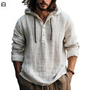 メンズシャツ シャツジャケット ロングスリーブ 帽子付き ヘンリーネック プルーオーバー カジュアルシャツ 春夏 シンプル 無地 窮屈感のない 快適 速乾通気 吸汗 コーデやすい アウトドア 日常