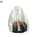 メンズ 長袖シャツ カジュアルシャツ グラデーション シャツアウター 折り襟 UVカット服 シンプル オーバーサイズ 快適 速乾吸汗 通気性いい 春 夏 秋 通勤通学 日常 韓国風 ファッション