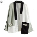 カーディガン メンズ 夏服 和式パーカー パッチワーク シワ感 七分袖 開襟シャツ BIGシルエット 法被 半纏 羽織 アウター エアコン対策 通気速乾 夏 U...