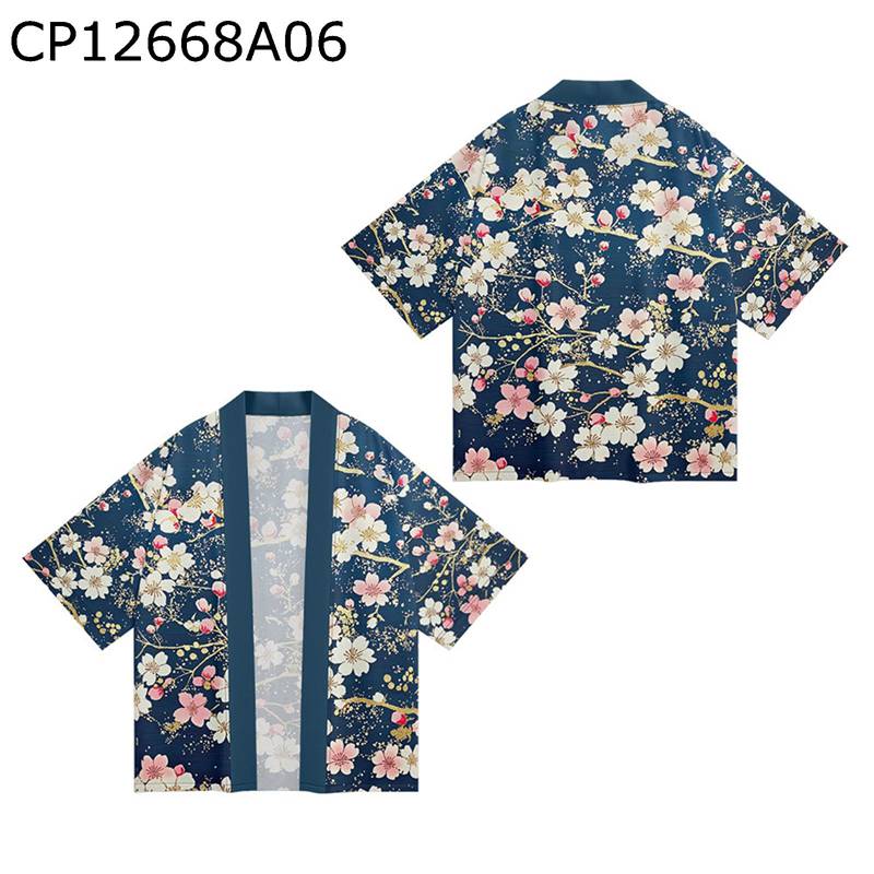 カーディガン メンズ レディース 桜柄 花柄 夏服 和式パーカー プリントシャツ 羽織 七分袖 開襟シャツ 体型カバー 半纏 法被 浴衣 通気速乾 夏 カジュアル 夏祭り 花火大会 カップル ファッション