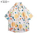 アロハシャツ メンズ 総柄 夏服 半袖シャツ ハワイ風 ビーチシャツ 日焼け防止 薄手 かっこいい 通気性 アウター 折り襟 男女兼用 ゆる おおきいサイズ リゾートウェディング 沖縄旅行(4)