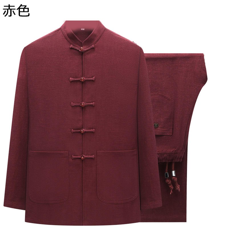 唐装 メンズ チャイナシャツ 上下セット 民族衣装 長袖 大きいサイズ 漢服 伝統服 チャイナボタン 上着 武術シャツ 中華風 紳士服 ビジネス 春秋 普段着 ...