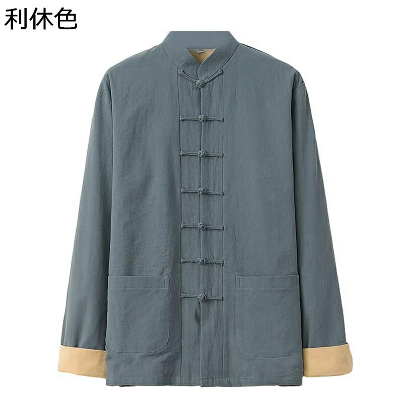 チャイナシャツ 唐装 メンズ 春秋 チャイナ風 チャイナボタン 通気性 大きいサイズ カジュアル トップス アウター 民族風 武術シャツ オールシーズン オフィス デイリー スポーツ