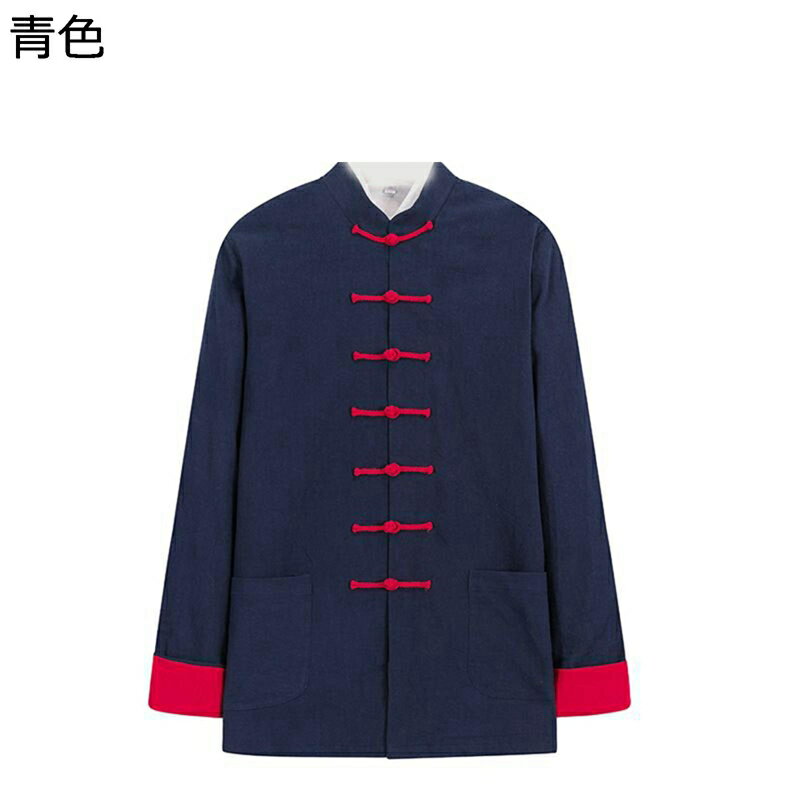唐装 メンズ チャイナ服 長袖 カジュアルシャツ 大きいサイズ チャイナボタン ポケット付き トップス アウター チャイナ風 柔らかい 快適 通気性 吸水速乾 オールシーズン 春秋冬 デイリー 普段着
