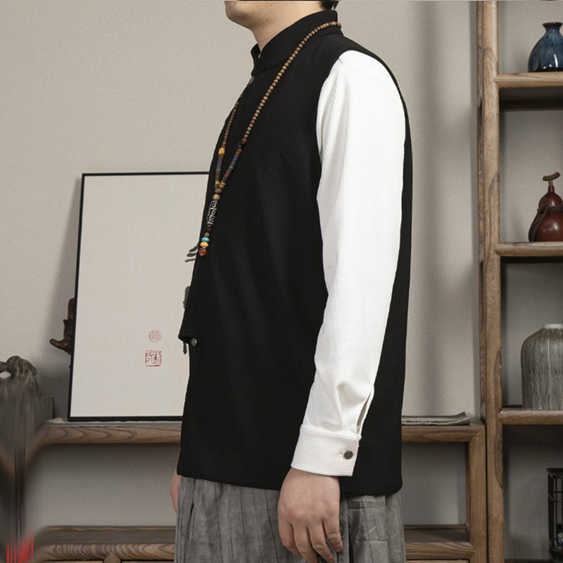 ベスト 唐装 チャイナ服 メンズ 春夏 大きいサイズ カジュアル チャイナ風 民族風 ファッション ゆったり おしゃれ ノースリーブ トップス アウター 軽量 通気性 普段着 父の日